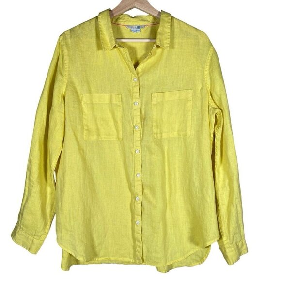 Boden 100% Linen Shirt Long Sleeve Button Down Pockets Yellow WA785 - Picture 1 of 13